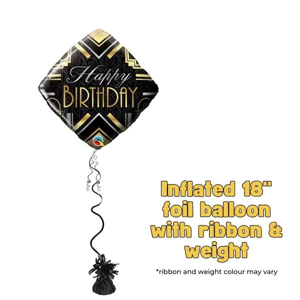 18" Happy Birthday Art Deco Foil Balloon