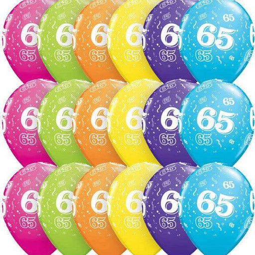Age 65 Tropical Assorted Latex Balloons 6ct