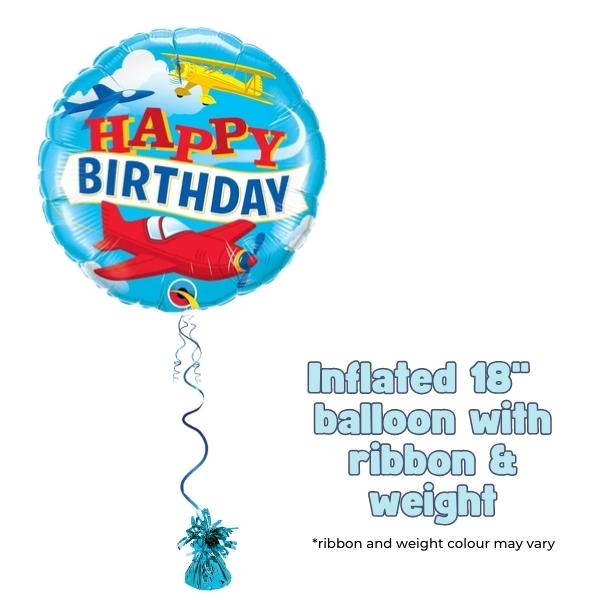 18" Happy Birthday Airplanes Foil Balloon