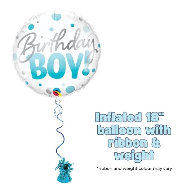 18" Birthday Boy Blue Dots Foil Balloon
