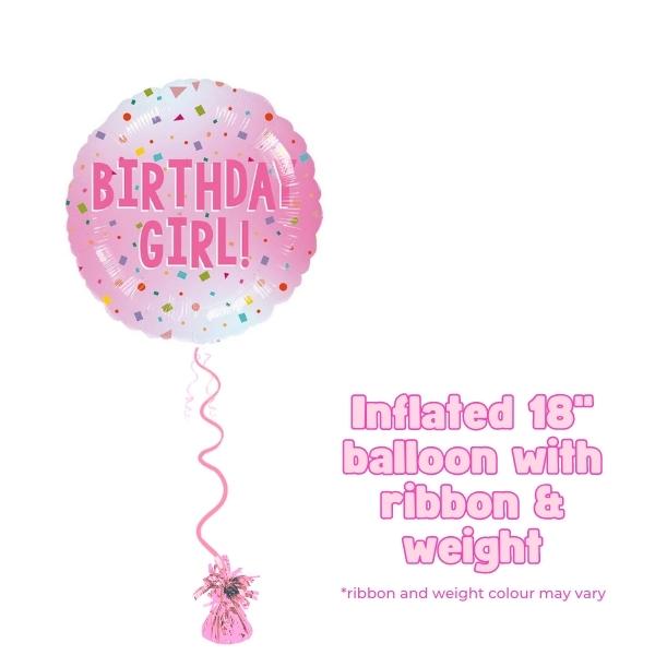 18" Birthday Girl Pink Confetti Foil Balloon