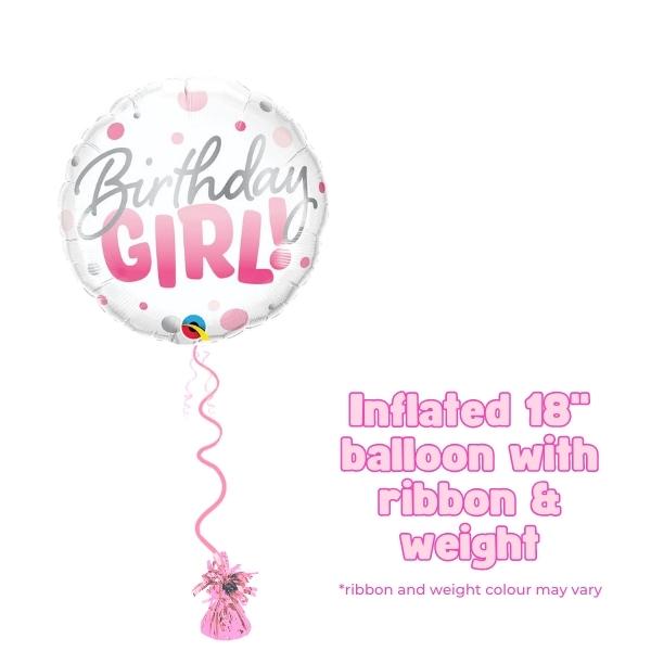 18" Birthday Girl Pink Dots Foil Balloon