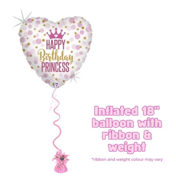 18" Happy Birthday Princess Glitter Foil Balloon