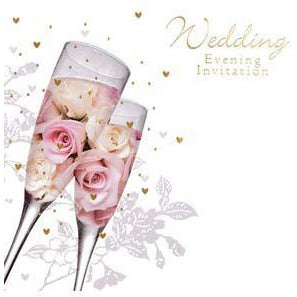 Glasses & Roses Wedding Evening Card Invitations