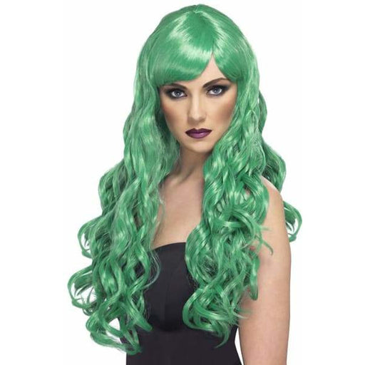 Long Green Curly Wigs With Fringe