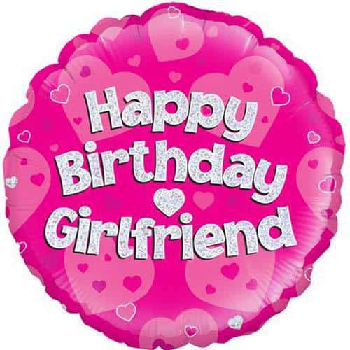 Happy Birthday Girlfriend Pink Holographic Balloons