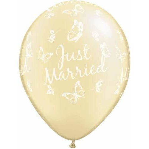 Just Married Butterflies Latex Balloons x25