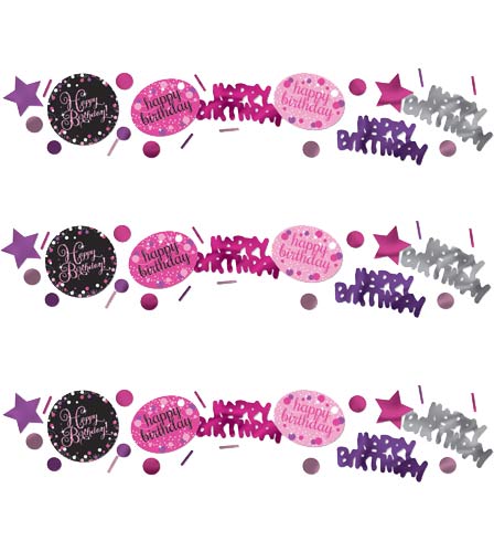 Pink Celebration Happy Birthday Confetti 3pk