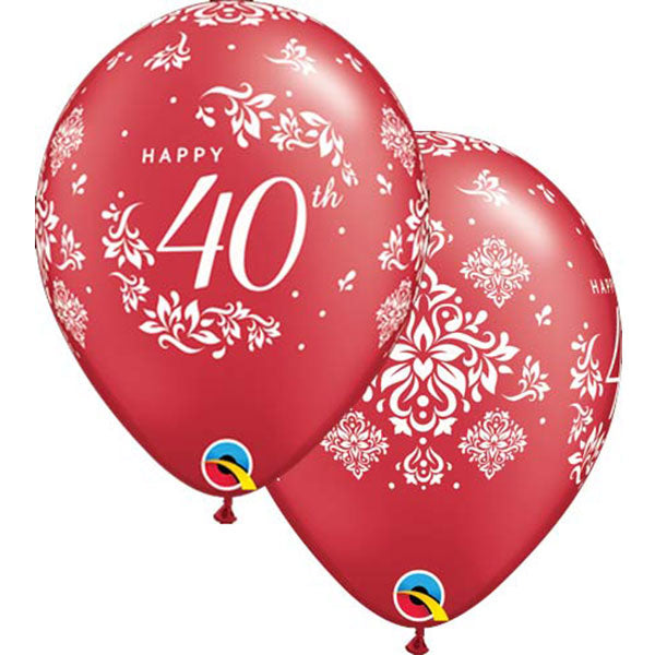 11" 40th Anniversary Damask Latex Balloons