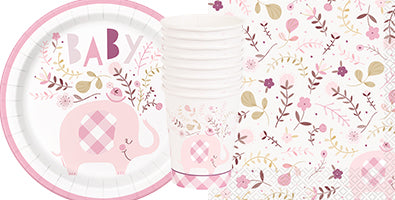 Pink Floral Elephant Baby Shower Theme