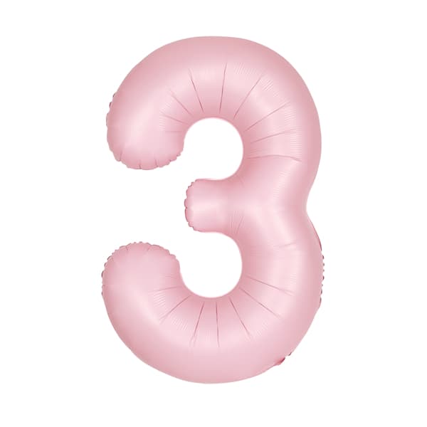 Matte Pink 3 Large Shape Number Balloon