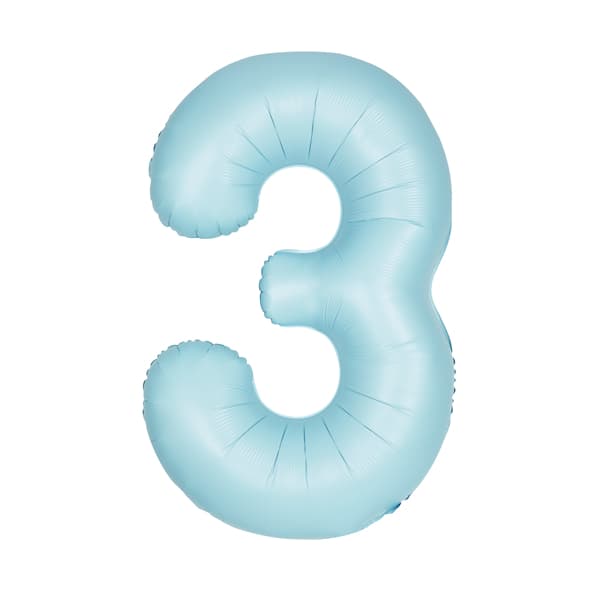 Matte Blue 3 Large Shape Number Balloon