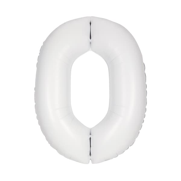 Matte White 0 Large Shape Number Balloon