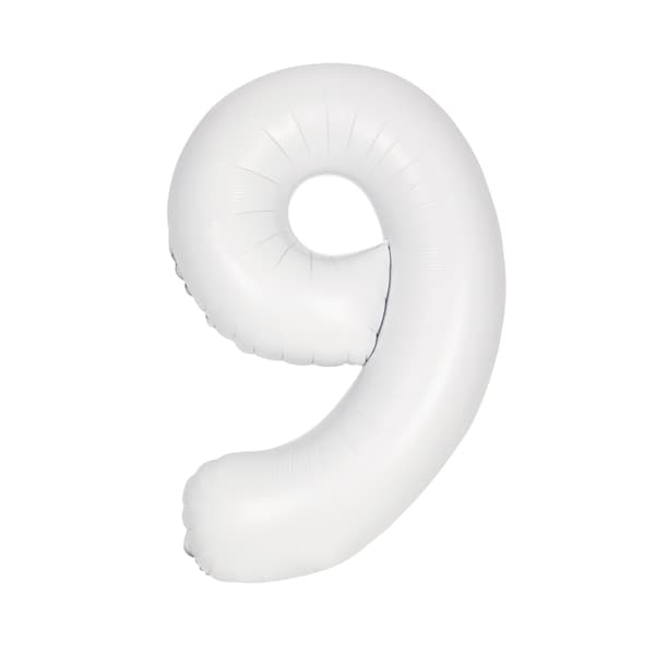 Matte White 9 Large Shape Number Balloon