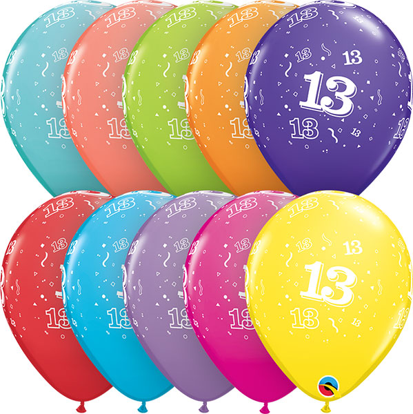 11" 13th A-Round Latex Balloons 6pk