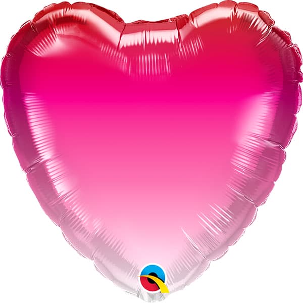 18" Pink Ombre Heart Foil Balloon