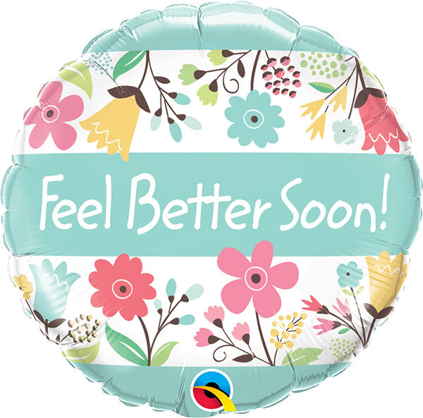 18" Feel Better Soon Floral Foil Balloon