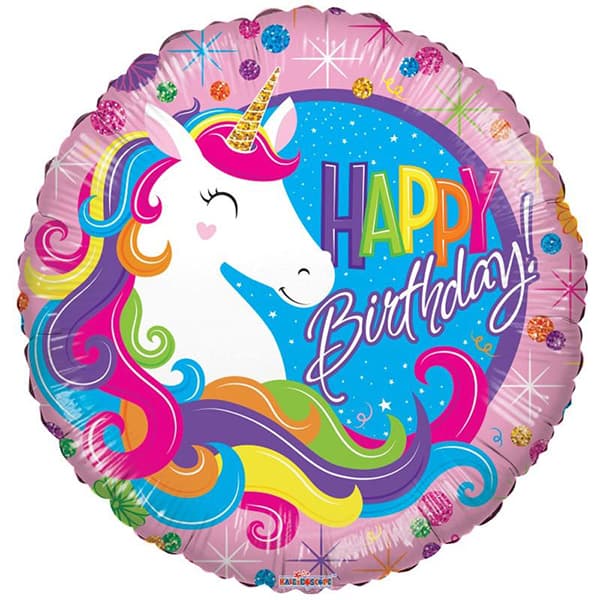 18" Classic Unicorn Happy Birthday Foil Balloon