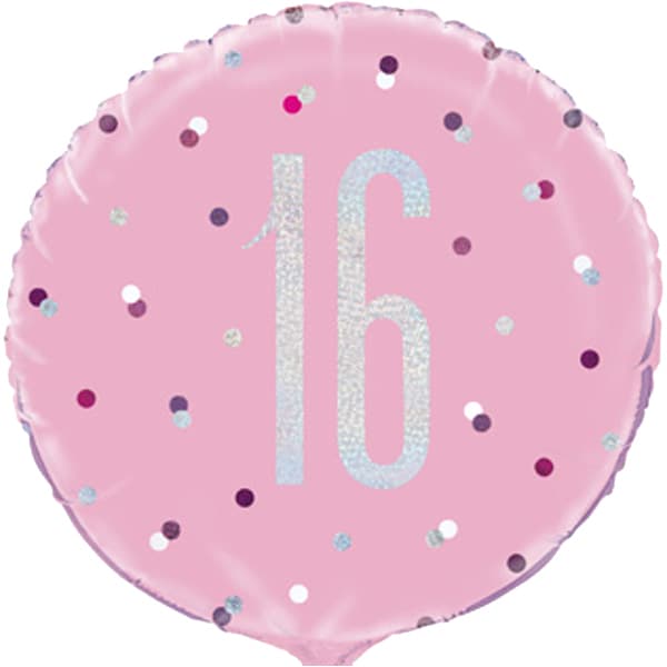 18" Pink Glitz Happy 16th Birthday Foil Balloon