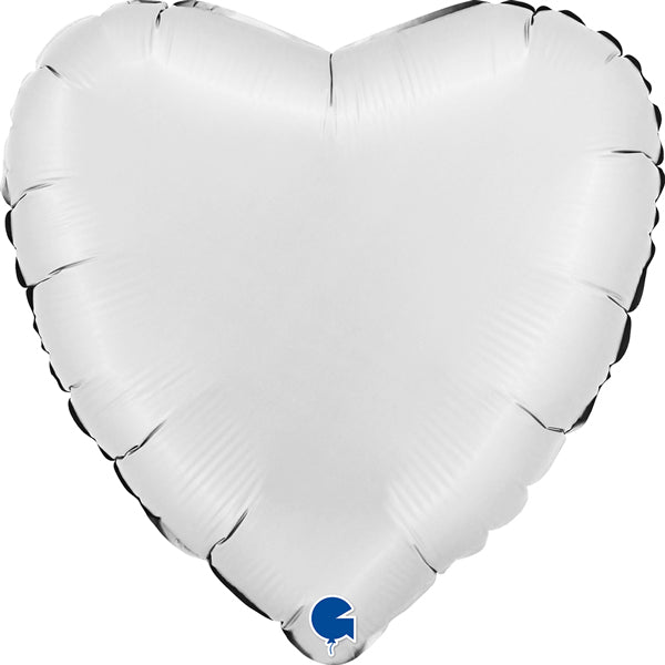 18" Satin White Heart Shape Foil Balloon