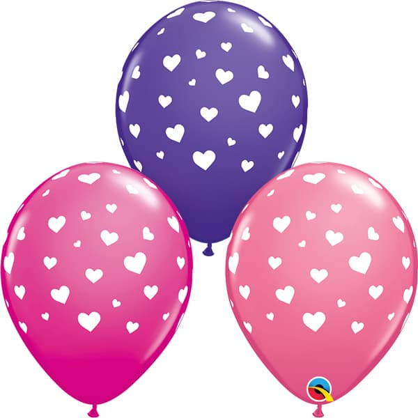 Random Hearts Latex Balloons 25pk