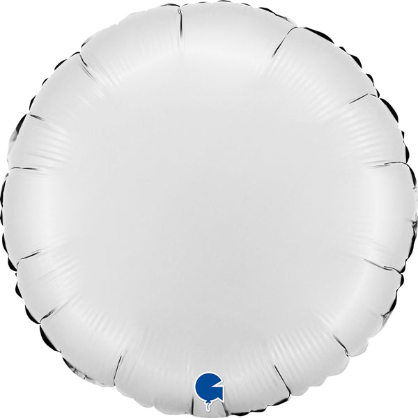 18" Satin White Round Foil Balloon