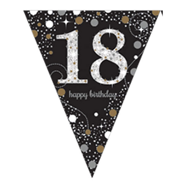 Happy Birthday 18th Gold Celebration Pennant Banner
