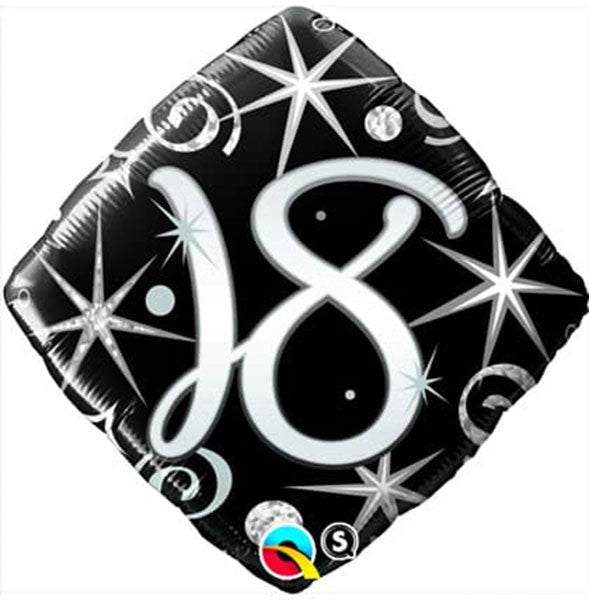 18" 18th Elegant Sparkles & Swirls Foil Balloon