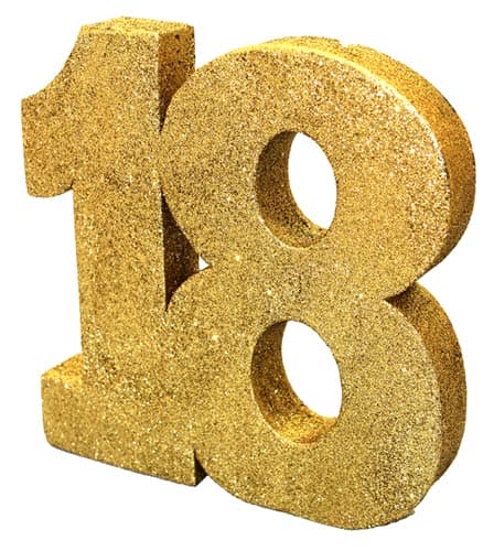 18th Gold Glitter Table Decoration