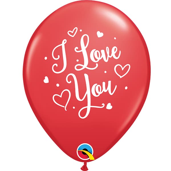 I Love You Hearts Script Latex Balloons 6pk