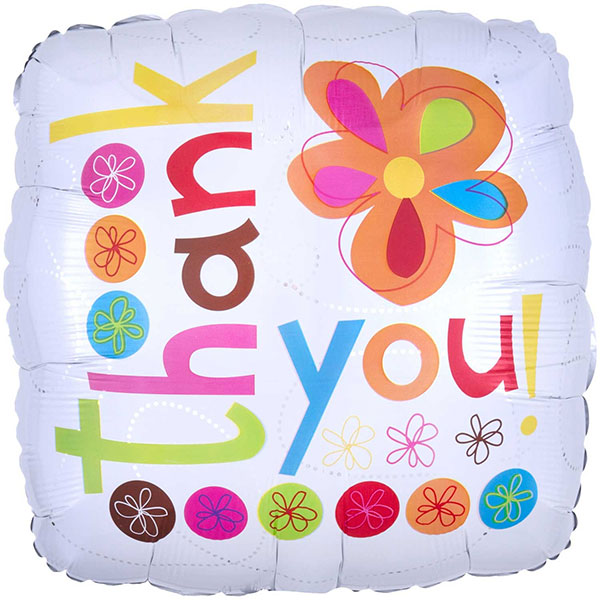 18" Thank You Colourful Flowers Foil Balloon