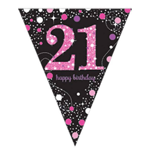 Happy Birthday 21st Pink Celebration Pennant Banner