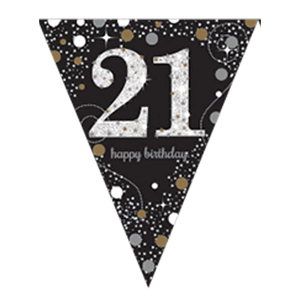 Happy Birthday 21st Gold Celebration Pennant Banner