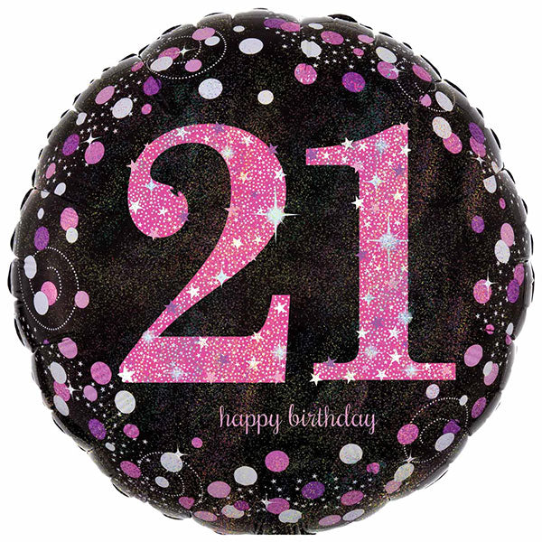 18" Pink Celebration 21st Birthday Foil Balloon