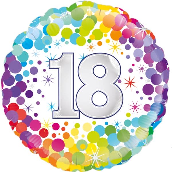 18" 18th Colourful Confetti Birthday Foil Balloon