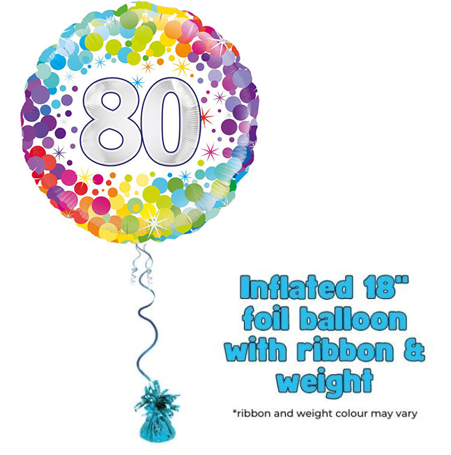 18" 80th Colourful Confetti Birthday Foil Balloon