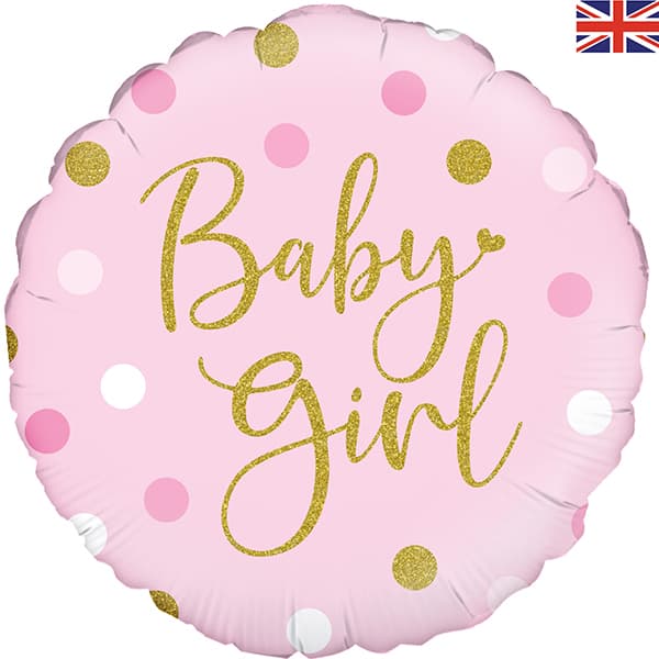 18" Sparkling Baby Girl Dots Foil Balloon