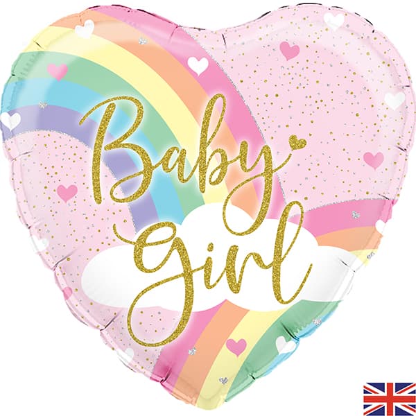 18" Baby Girl Rainbow Foil Balloon
