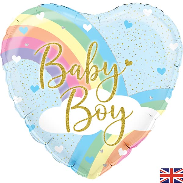 18" Baby Boy Rainbow Foil Balloon