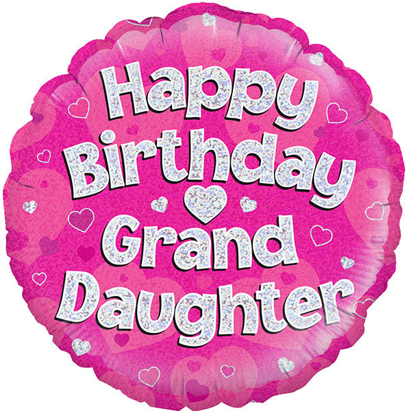 18" Happy Birthday Granddaughter Pink Foil Balloon