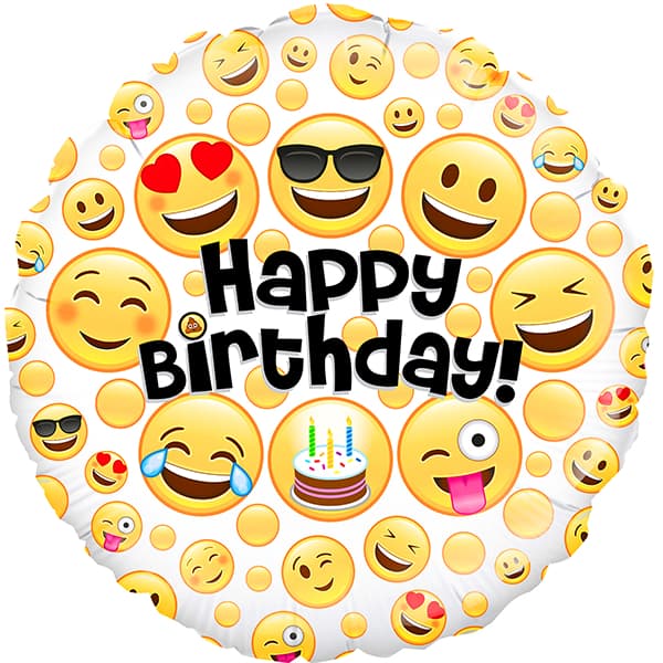 18" Happy Birthday Emoji Foil Balloon