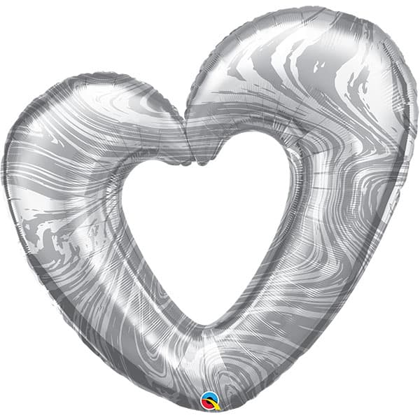 Silver Marble Heart Balloon