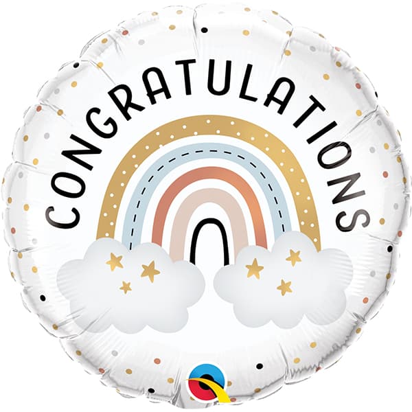 18" Congratulations Boho Rainbow Foil Balloon