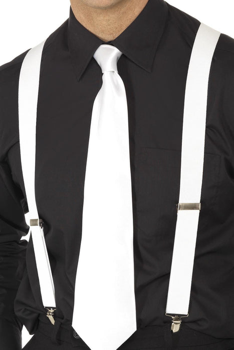 White Elasticated Braces, White