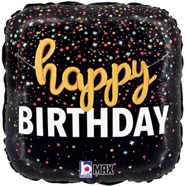 18" Happy Birthday Confetti Script Foil Balloon