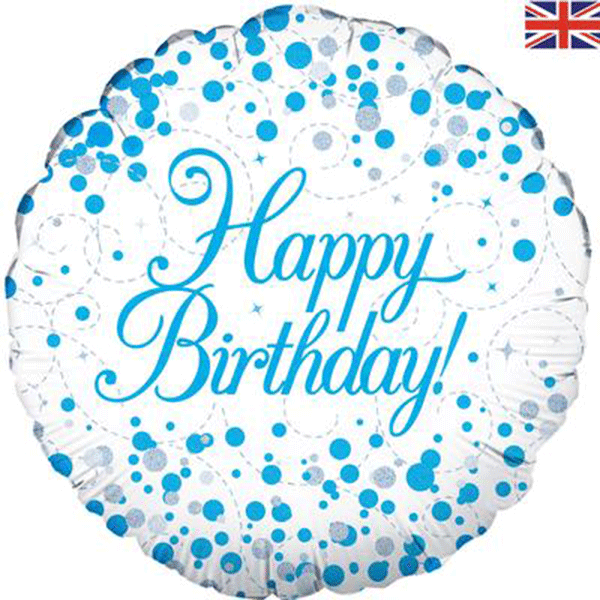 18" Blue Sparkling Fizz Birthday Balloon