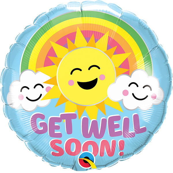18" Get Well Soon Sunny Smiles Foil Balloon