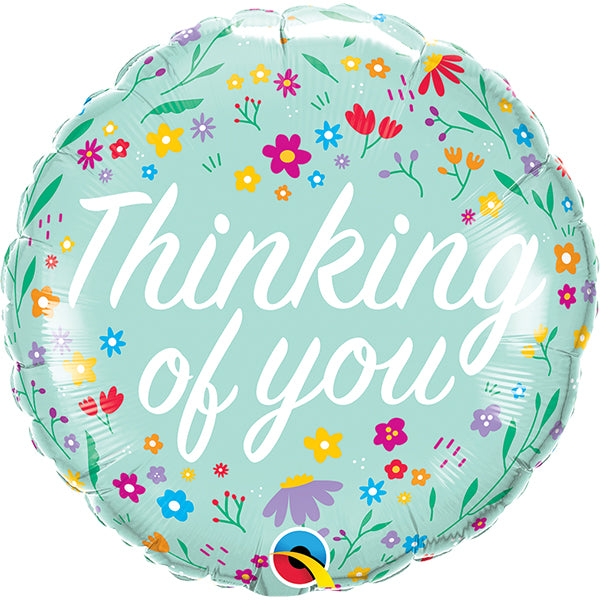 18" Thinking Of You Petite Floral Foil Balloon.