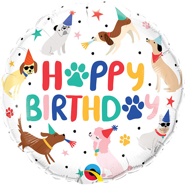 18" Happy Birthday Puppies Foil Balloons