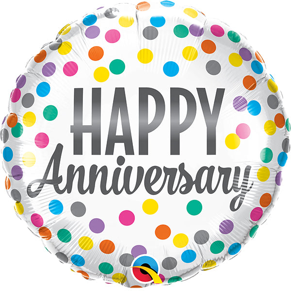18" Happy Anniversary Confetti Dots Foil Balloon